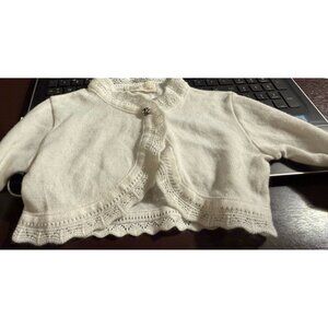 Lilax Girls Cardigan Sweater Sweet White Size 3 3T Boutique Knit Lace Balletcore